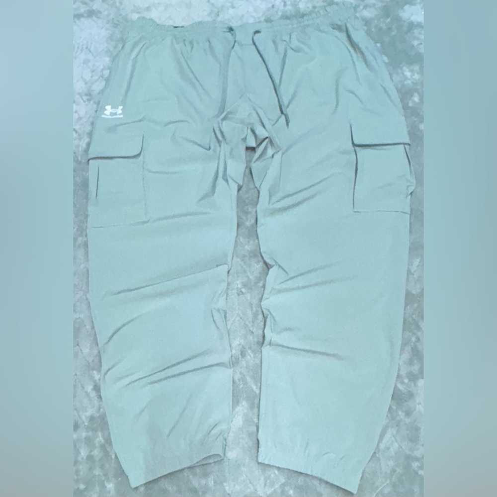 NWT UNDER ARMOUR Men's Sage Green Vibe Woven Cargo Jogger Track Pants Mens 2XL